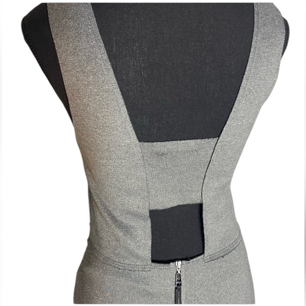 ELLUS SECOND FLOOR Grey Square Neck Mini Dress Sleeveless Cutout Size Small